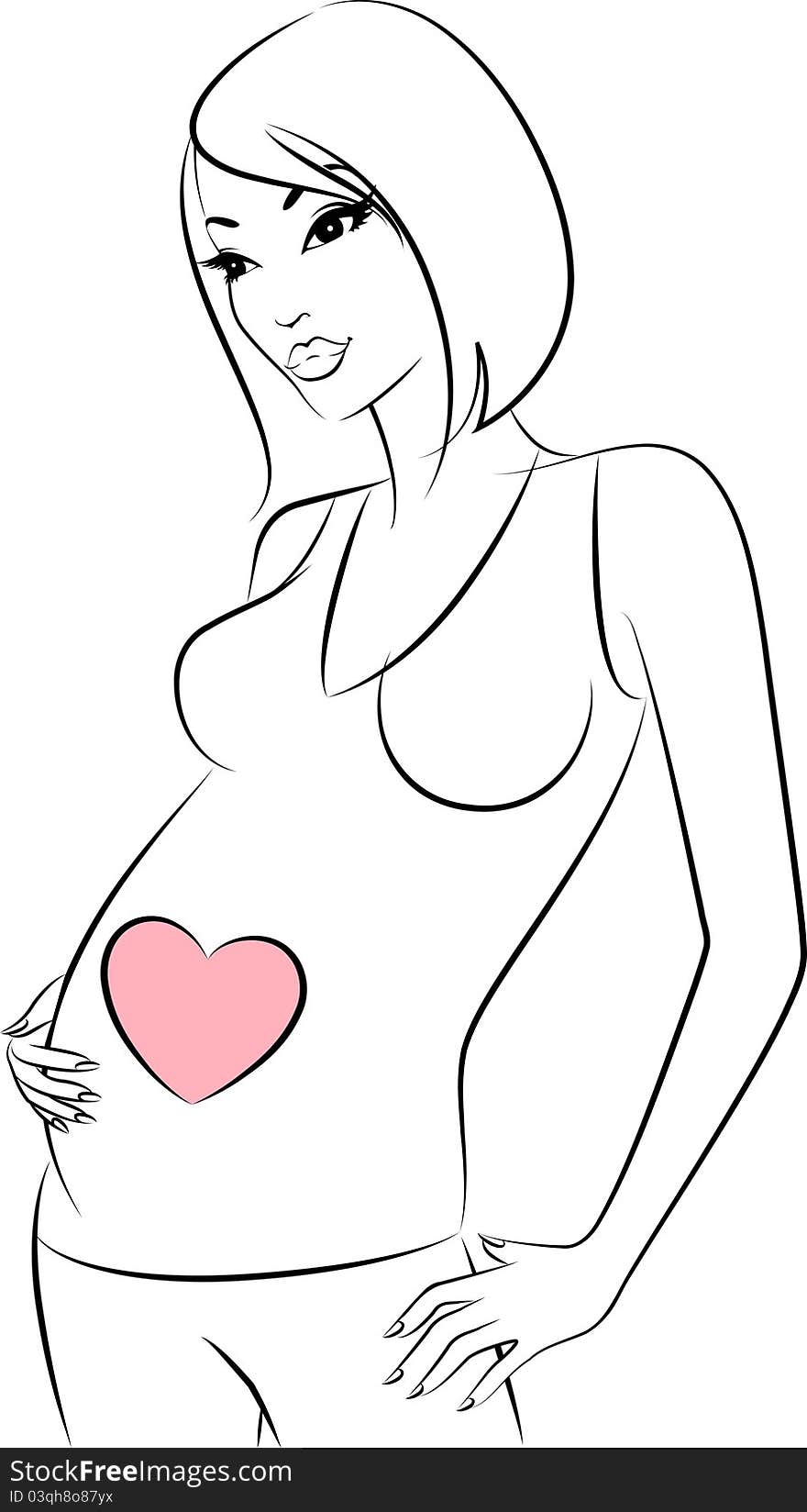 Beautiful pregnant girl. illustration for a design