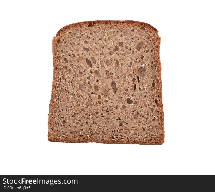 Slice of bread over white background