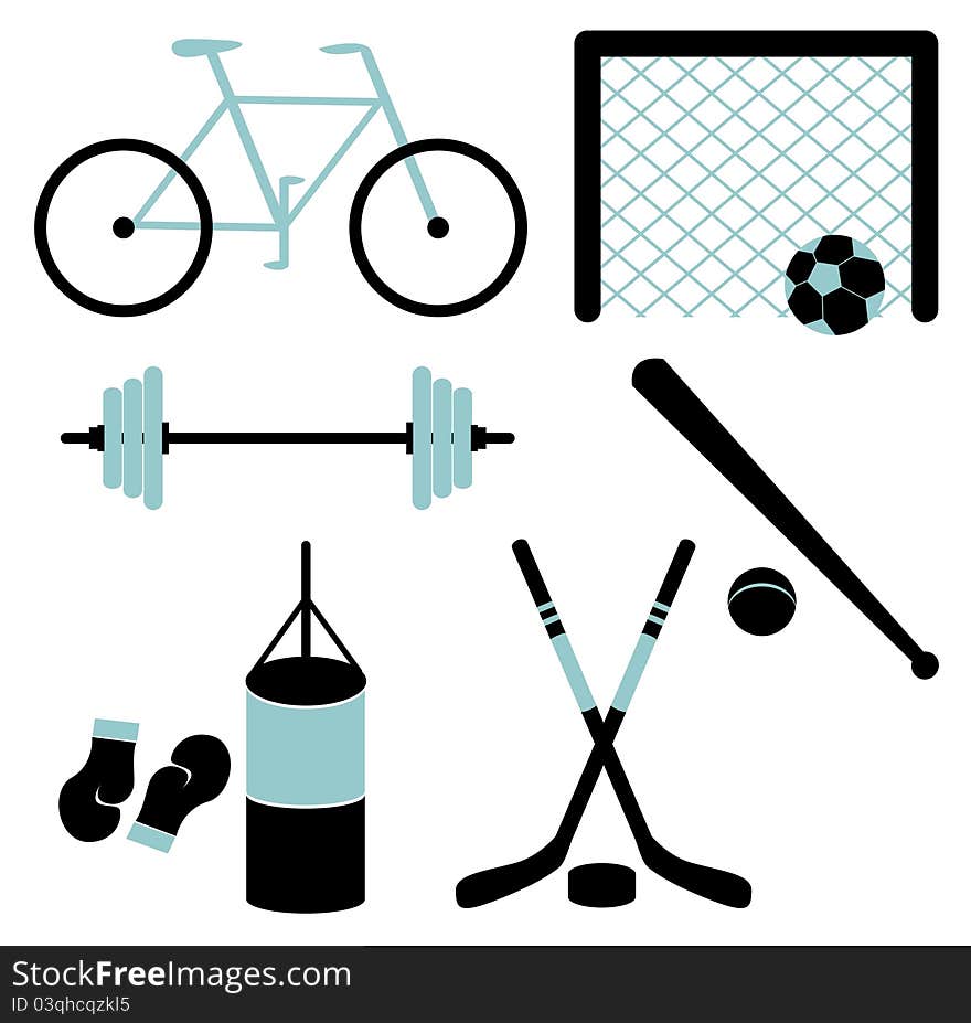 Set of sporting equipment. Vector illustration.