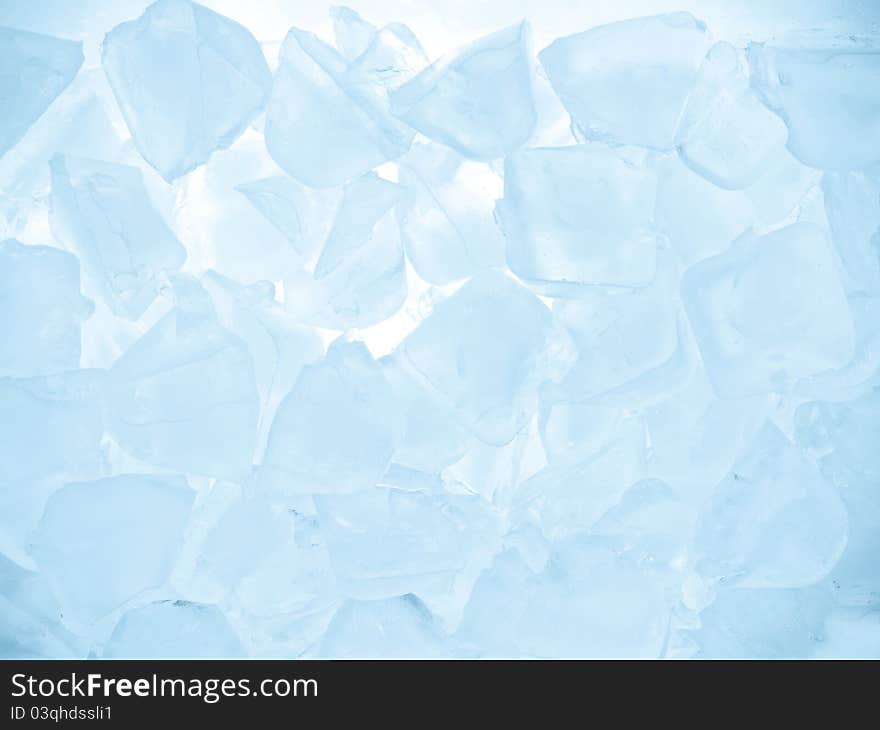 Background of blue ice cubes