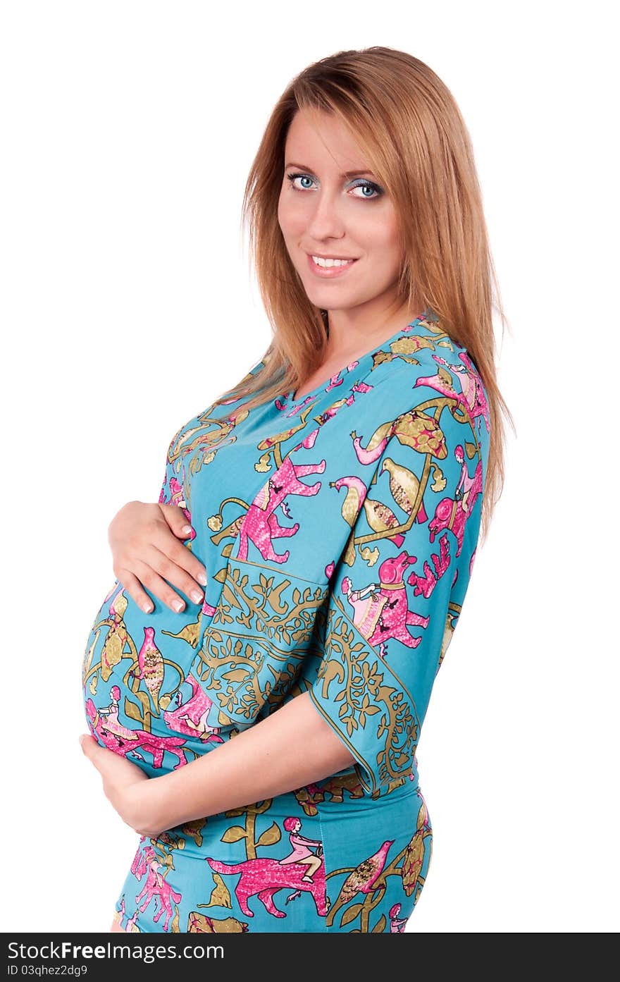 Portrait of happy beautiful pregnant woman