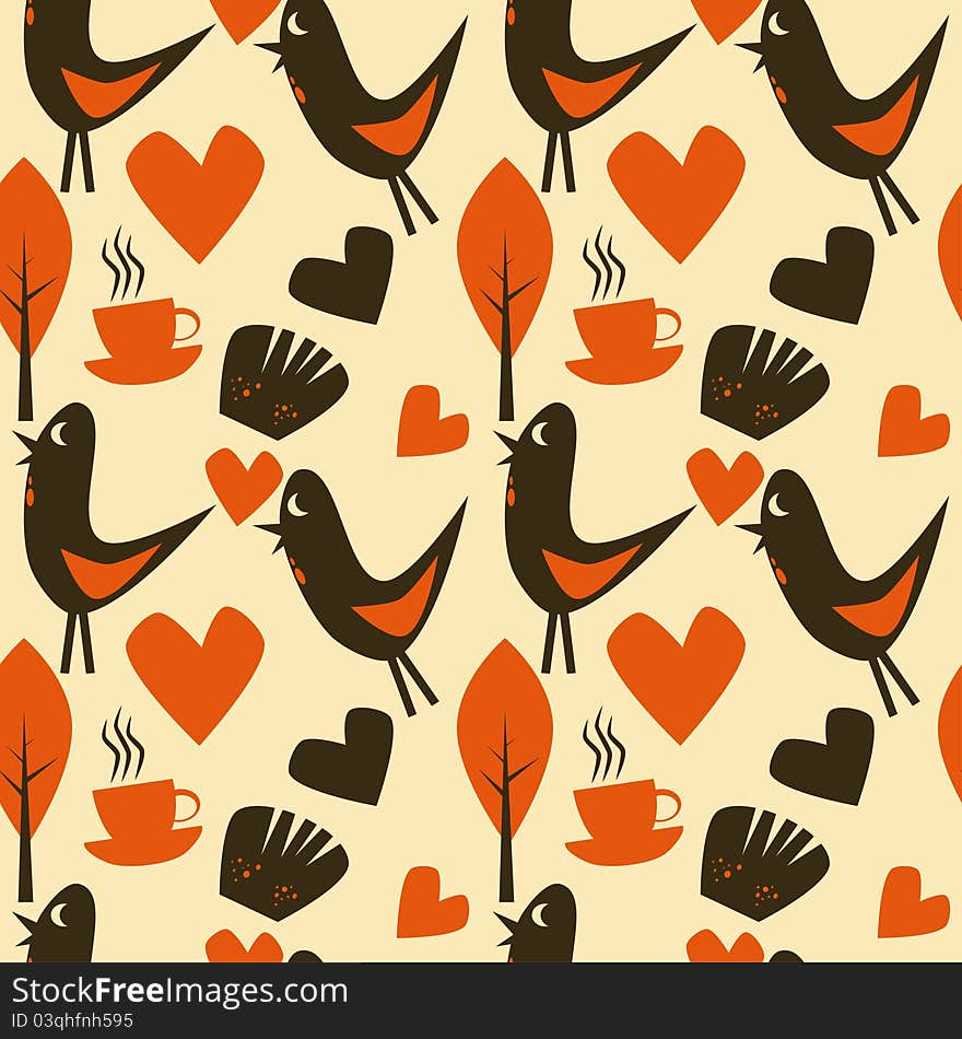 Retro birds background