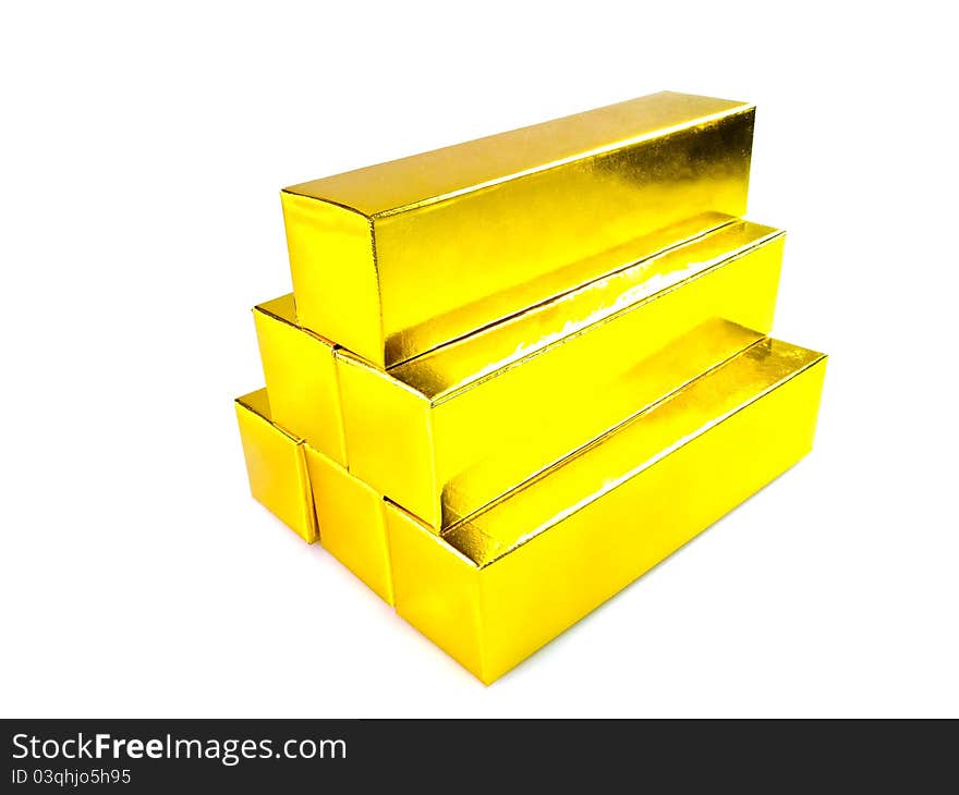 Gold bars on white background