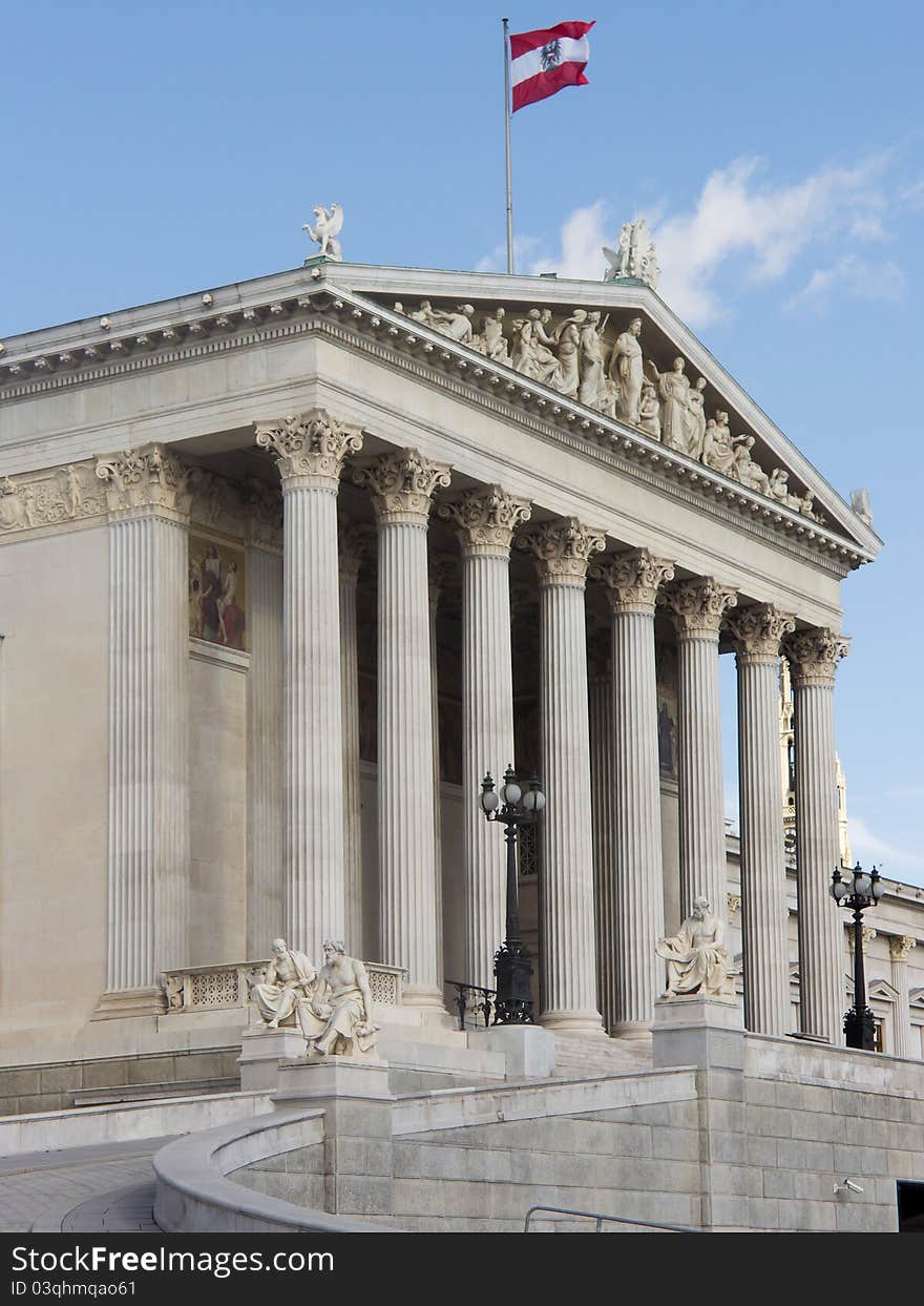 Austrian Parliament in Vienna, historic building and landmark