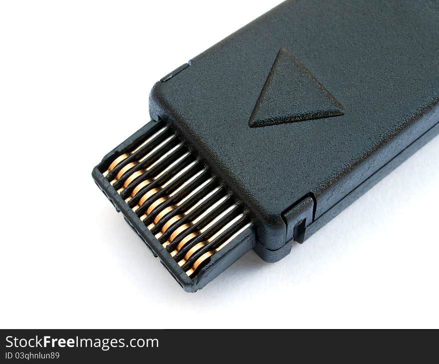 Close-up of the black connector is isolated on a white background