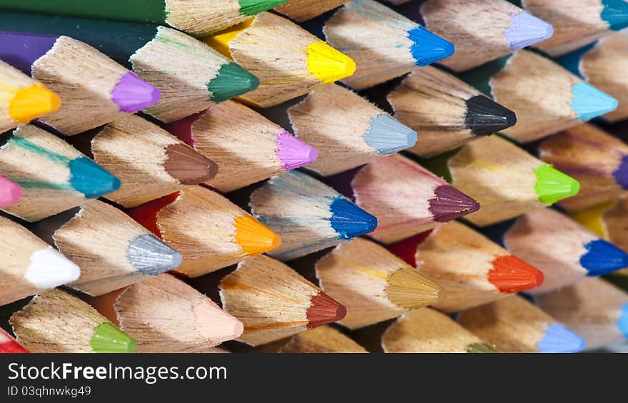 Close up photo of sharpened colored pencils. Close up photo of sharpened colored pencils