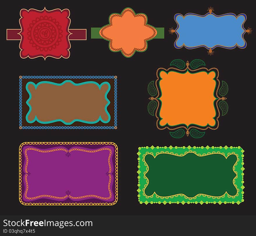 Indian art Henna Inspired, Colourful Frames, -Easily. Indian art Henna Inspired, Colourful Frames, -Easily