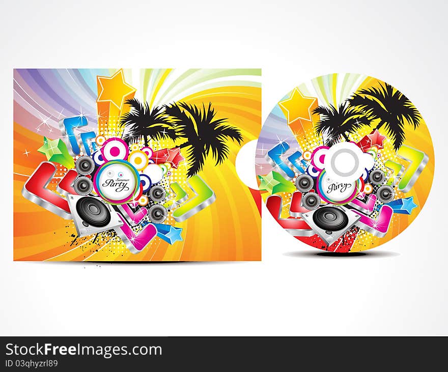 Abstract colorful musical cd cover vector illustration. Abstract colorful musical cd cover vector illustration