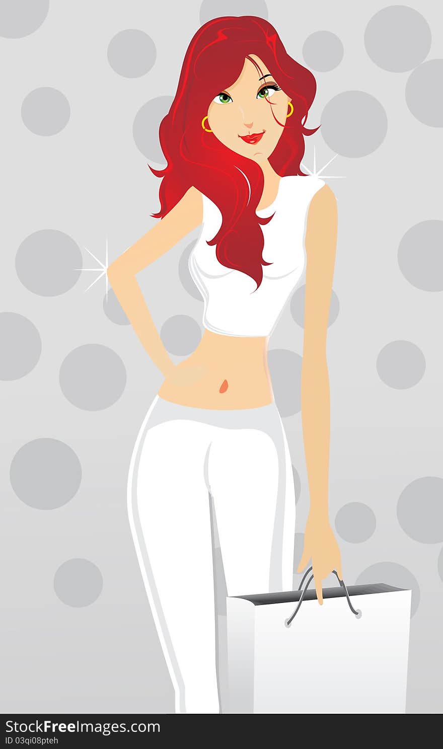 Abstract Cartoon Girl With Shopping Bag