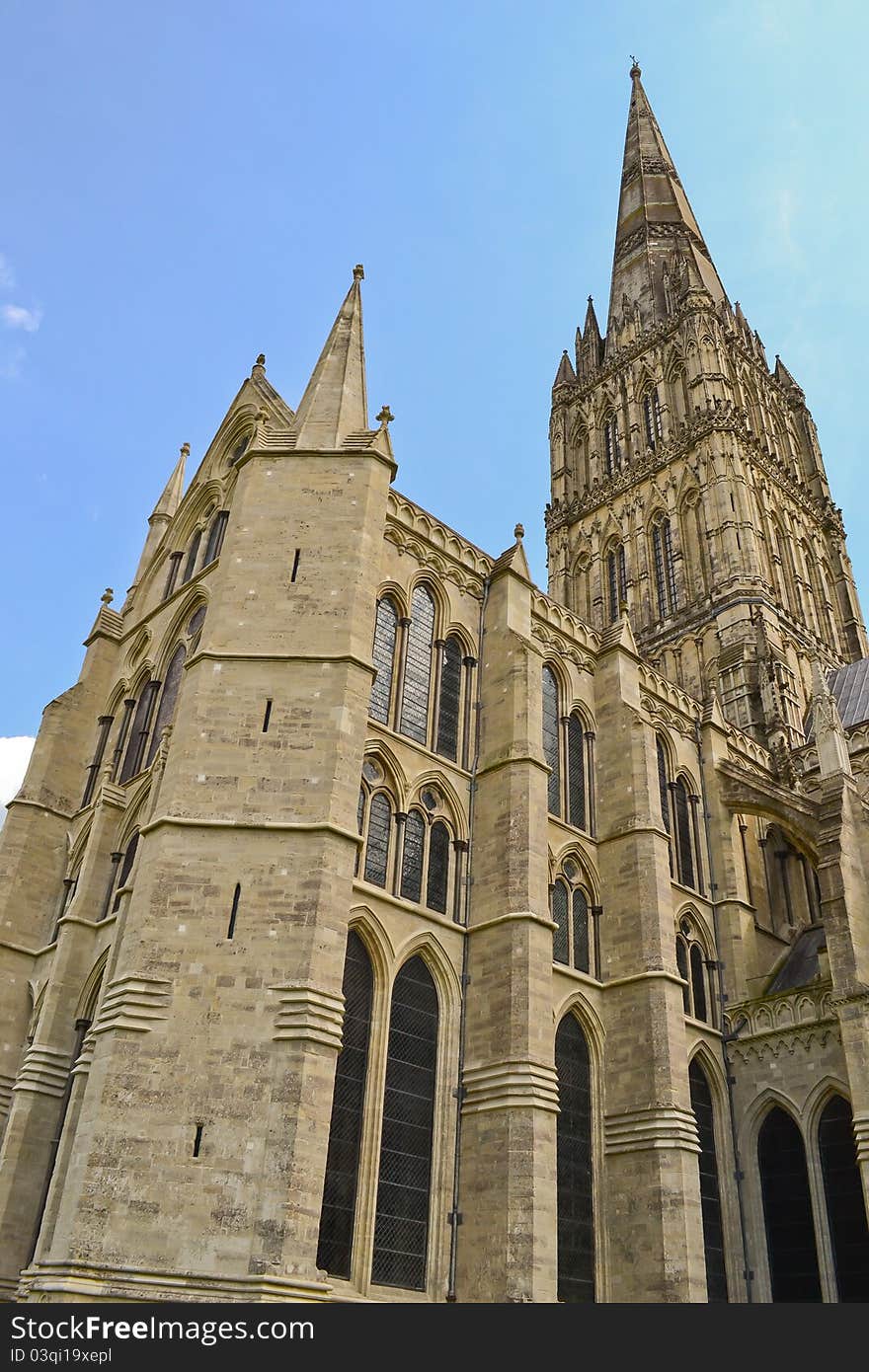 Detail of Salisbury cathedral in Salisburry, England