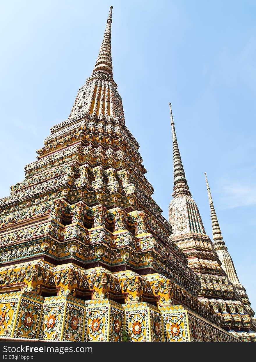 Ancient pagoda in Wat Pho, Bangkok, Thailand