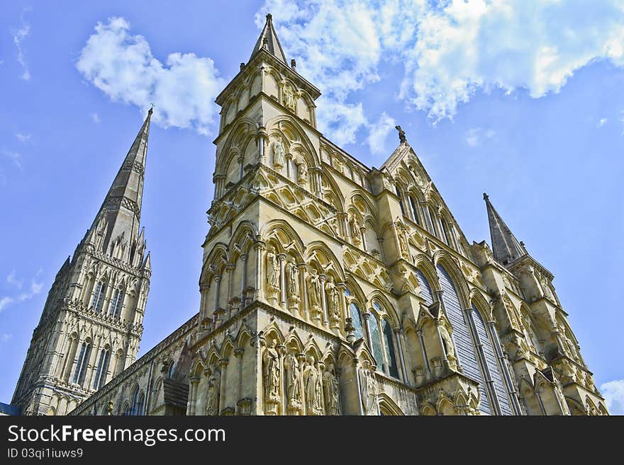 Detail of Salisbury cathedral in Salisburry, England