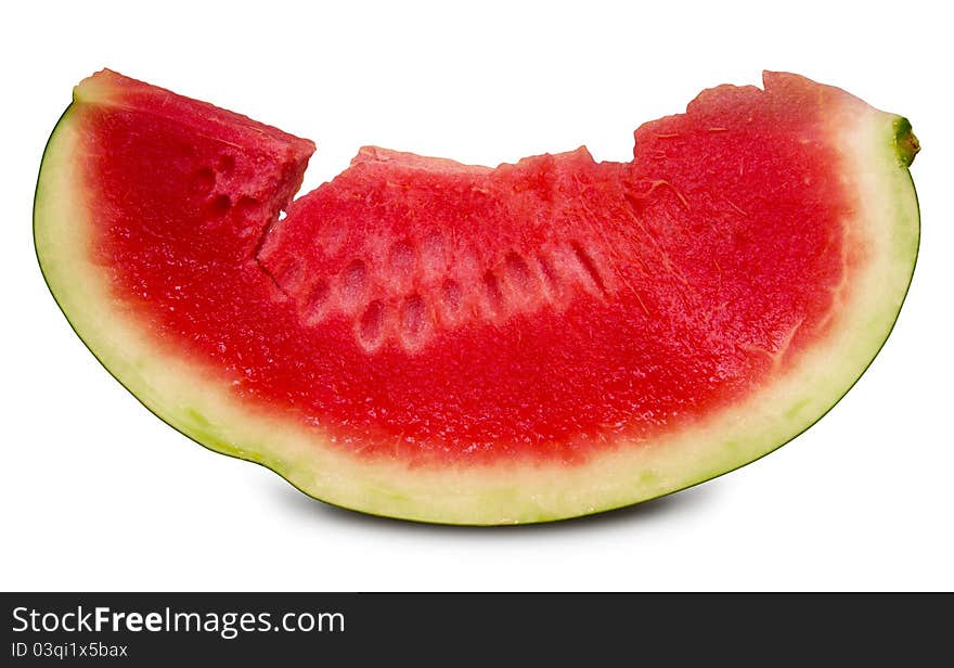 Slice of watermelon isolated on white background. Clipping path included. Slice of watermelon isolated on white background. Clipping path included.