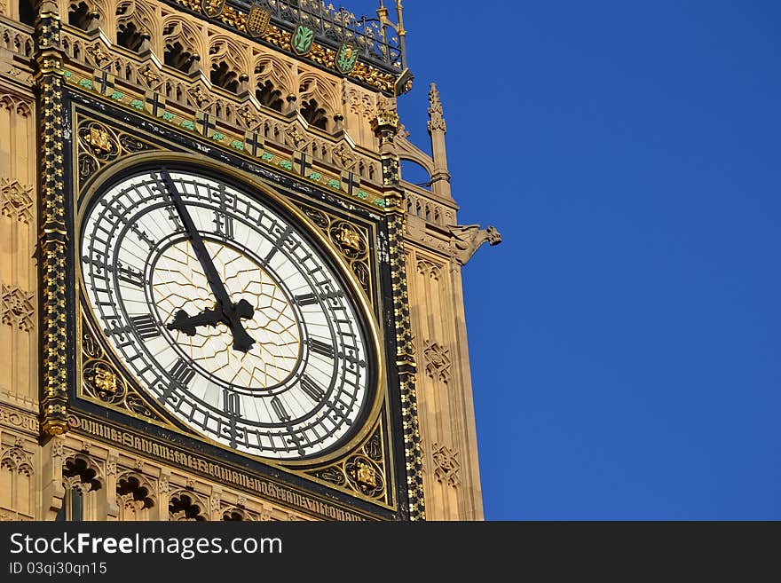 Detail of the bigben tower clock