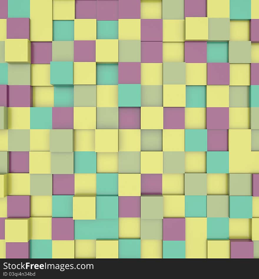 Abstract image of cubes background in four colors