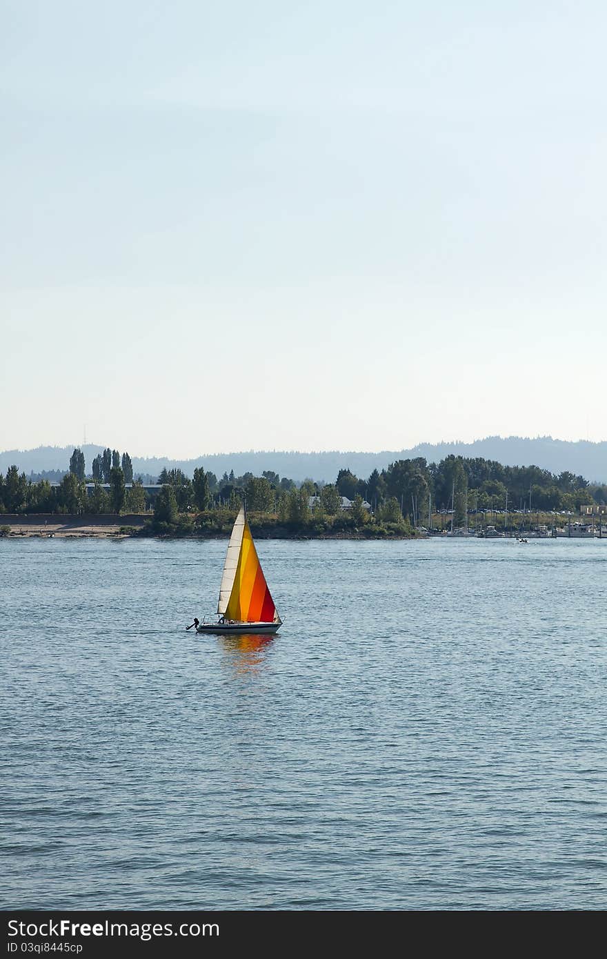 Colorful Sailboat on the Columbia River