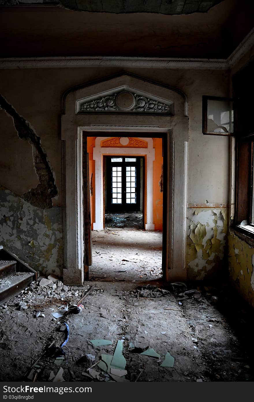 Old entries  in abandoned house. Old entries  in abandoned house