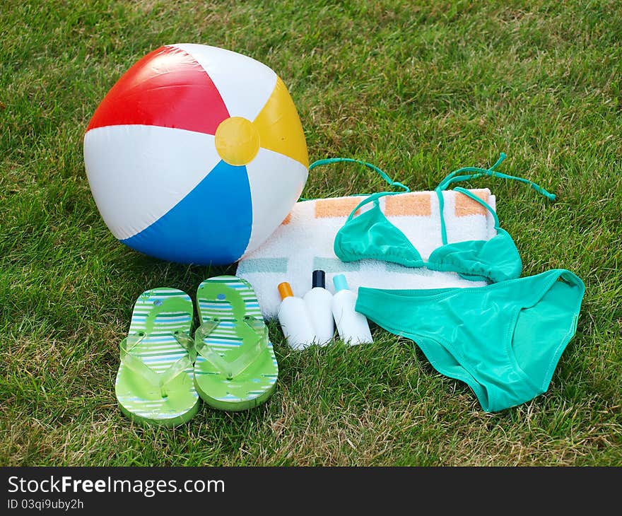 Summer in the grass with objects