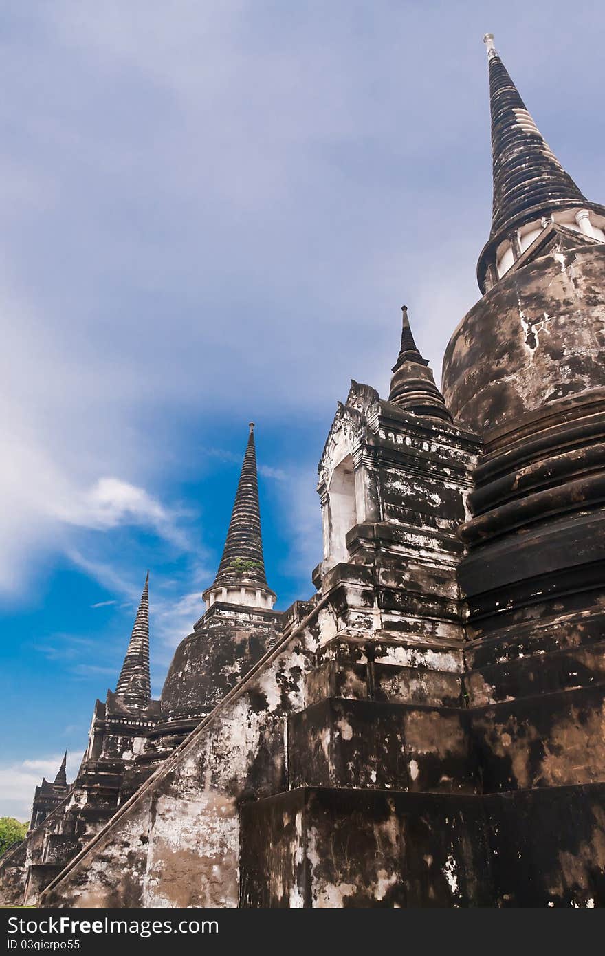 Ancient pagodas with stairs