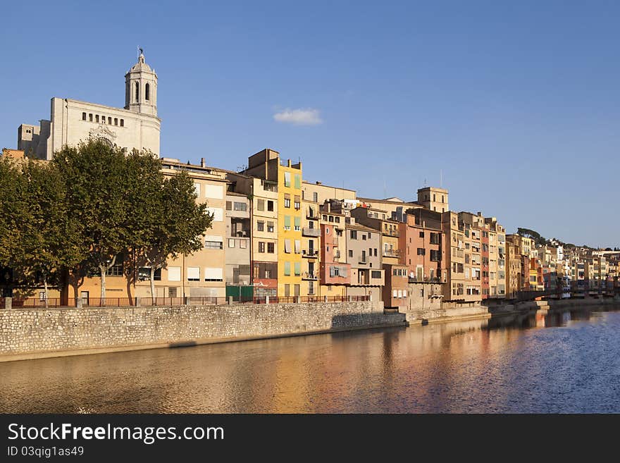 Great view of the most important piece of architecture of Girona, Girona Cathedral