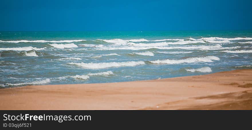 Overcast landscape on Karatas beach, Adana county, Turkey.