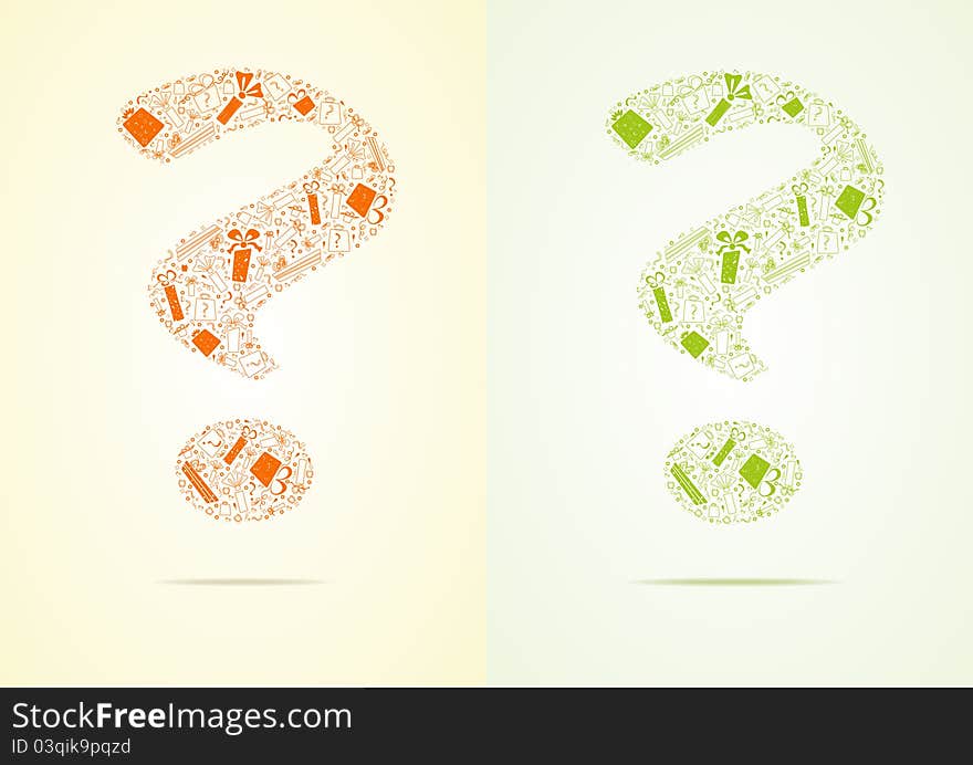 Two Question From Gifts, Vector Illustration