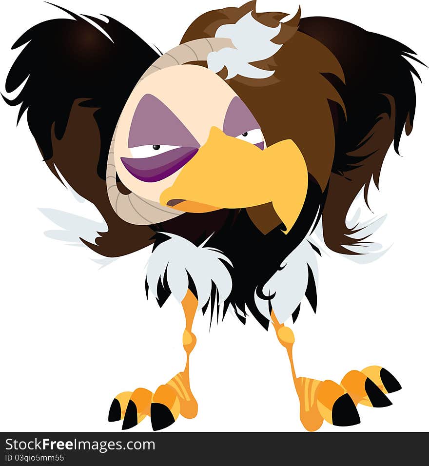 Cartoon vulture looking angry and tired. Cartoon vulture looking angry and tired.