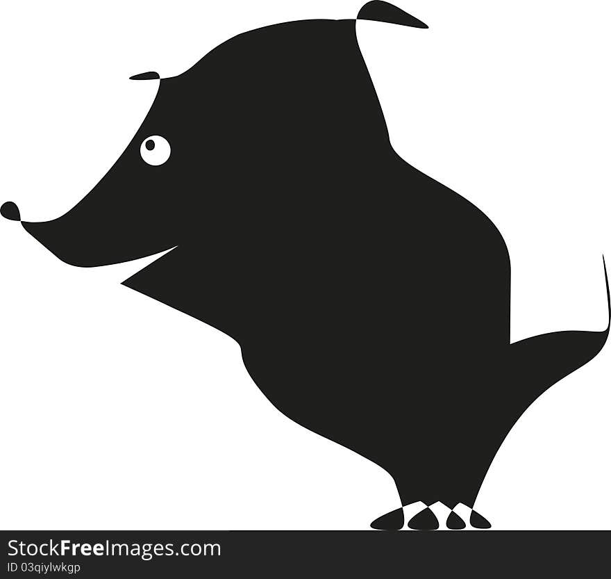 Fanny fat Dog - vector animals silhouette isolated