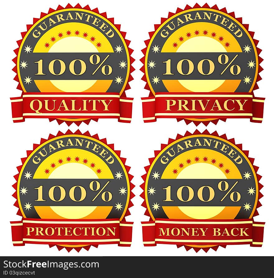 Red satisfaction 100% guarantee labels. Red satisfaction 100% guarantee labels