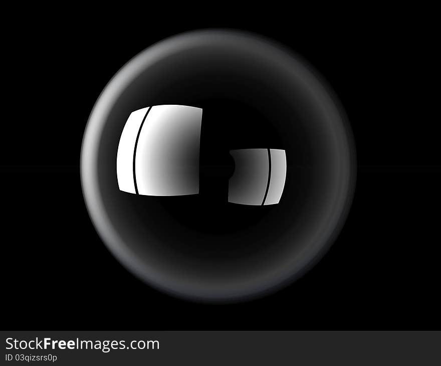 A glass ball on a black background. A glass ball on a black background