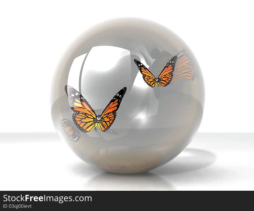 The beautiful butterfly in a bubble. The beautiful butterfly in a bubble
