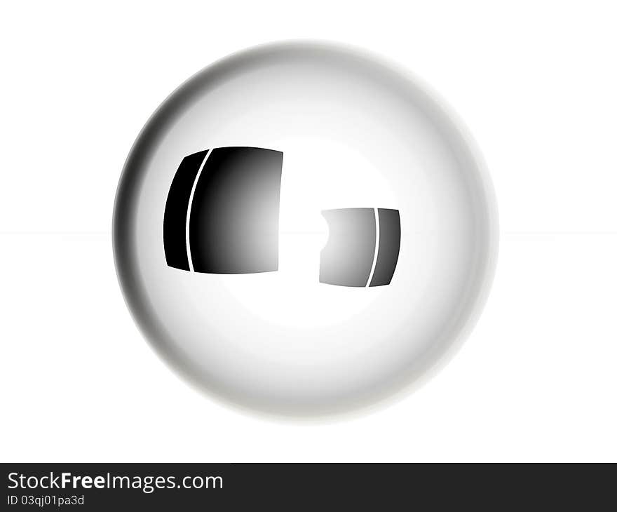 A glass ball on a white background. A glass ball on a white background