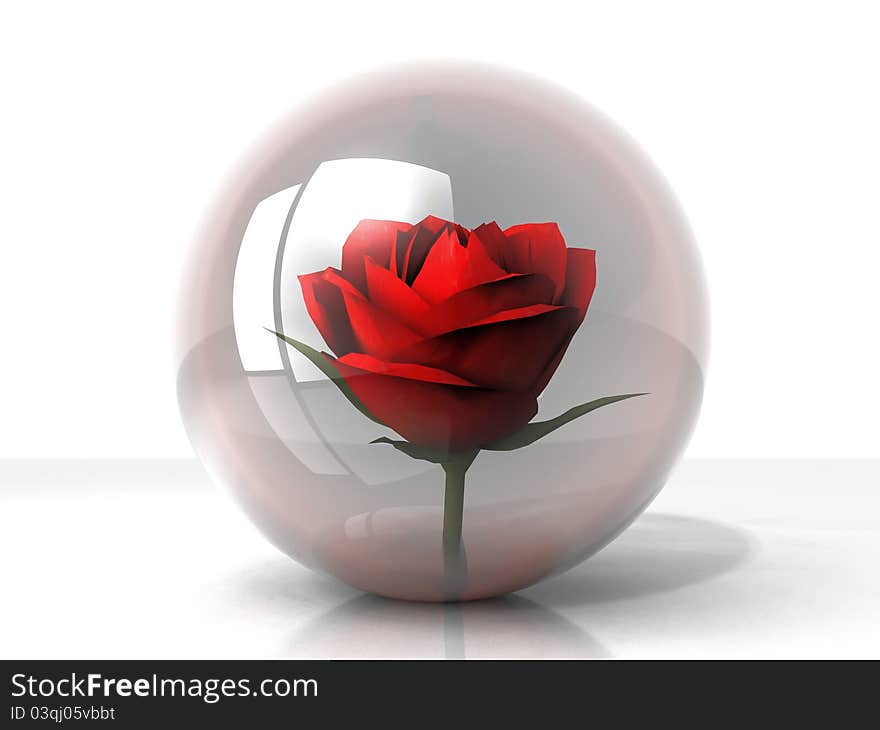 Rose in a glass bubble. Rose in a glass bubble