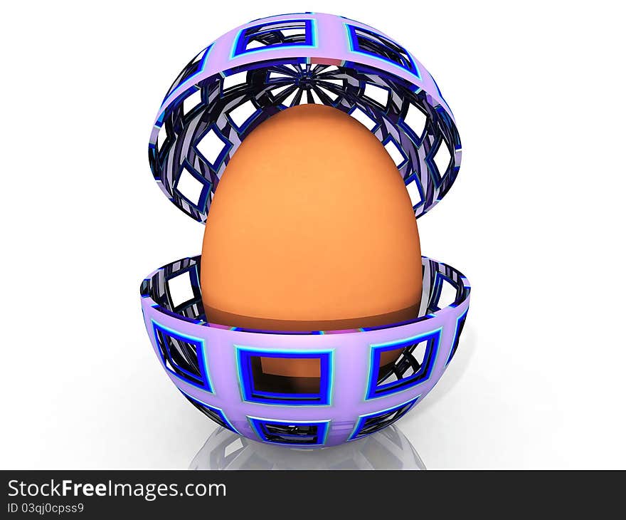 An egg in an metal egg. An egg in an metal egg