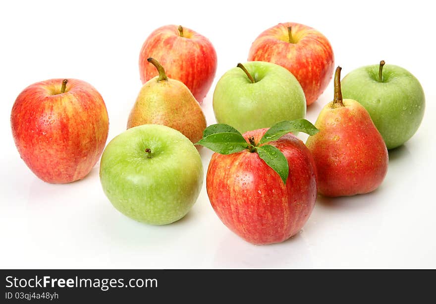 Ripe fruit on a white background