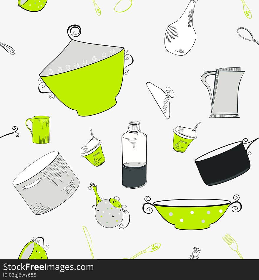 Seamless Pattern With Utensils