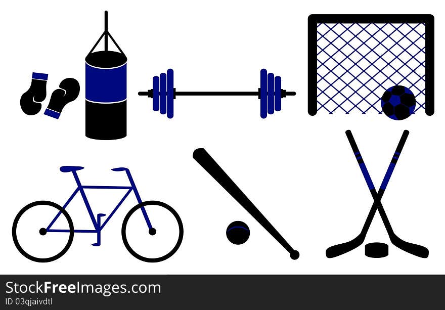 Set of sporting equipment. Vector illustration.