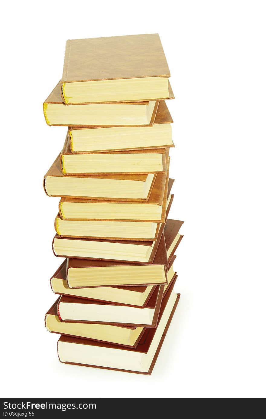 Stack of books isolated over white background