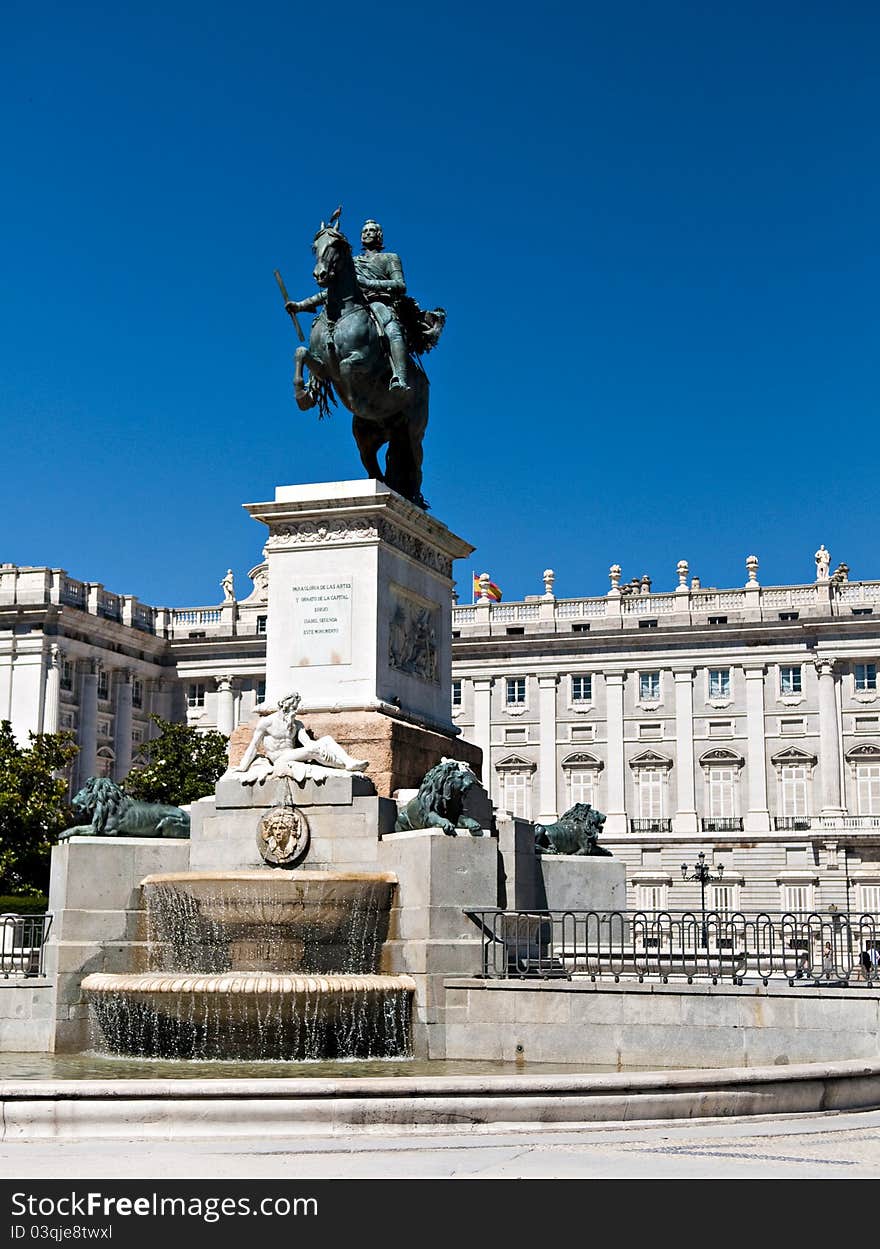 Statue of Philip IV, Plaza de Oriente square, Madrid Spain. Statue of Philip IV, Plaza de Oriente square, Madrid Spain