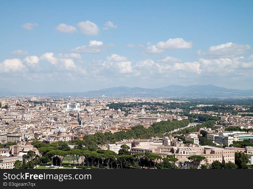 Aerial View Of Rome With Clouds