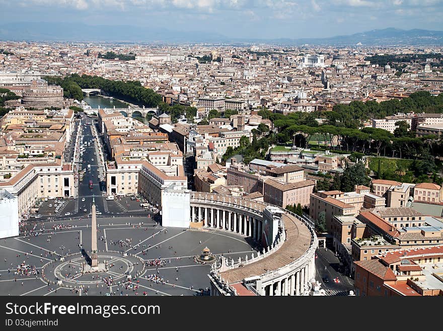 St Peter square and Tiber aerial view