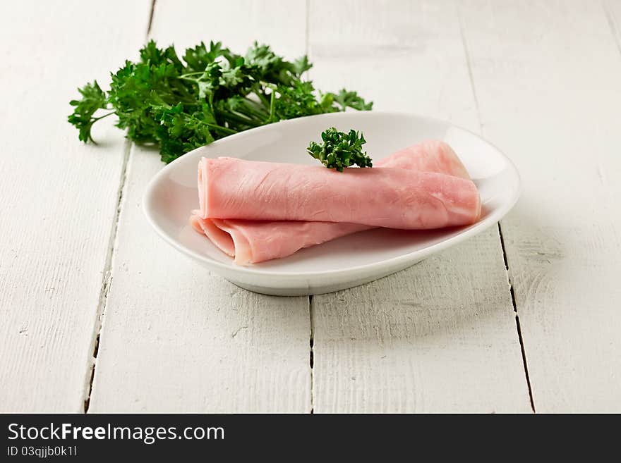 Ham On Wooden Table