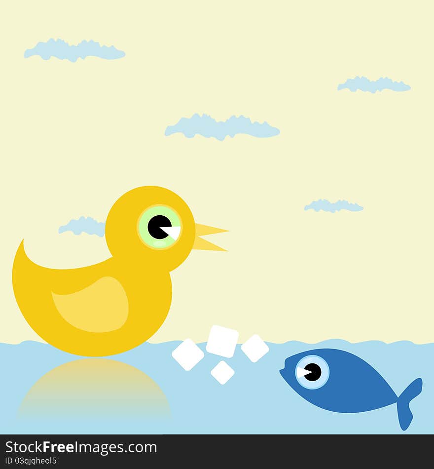 Duck and fish