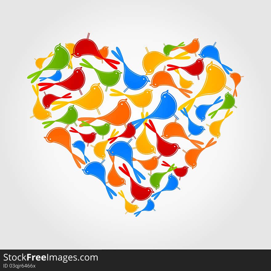 Flight of birds in the form of heart. A vector illustration. Flight of birds in the form of heart. A vector illustration