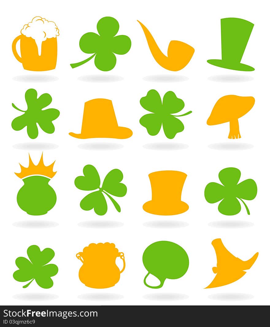 Set of icons on a theme patrick day. A vector illustration. Set of icons on a theme patrick day. A vector illustration