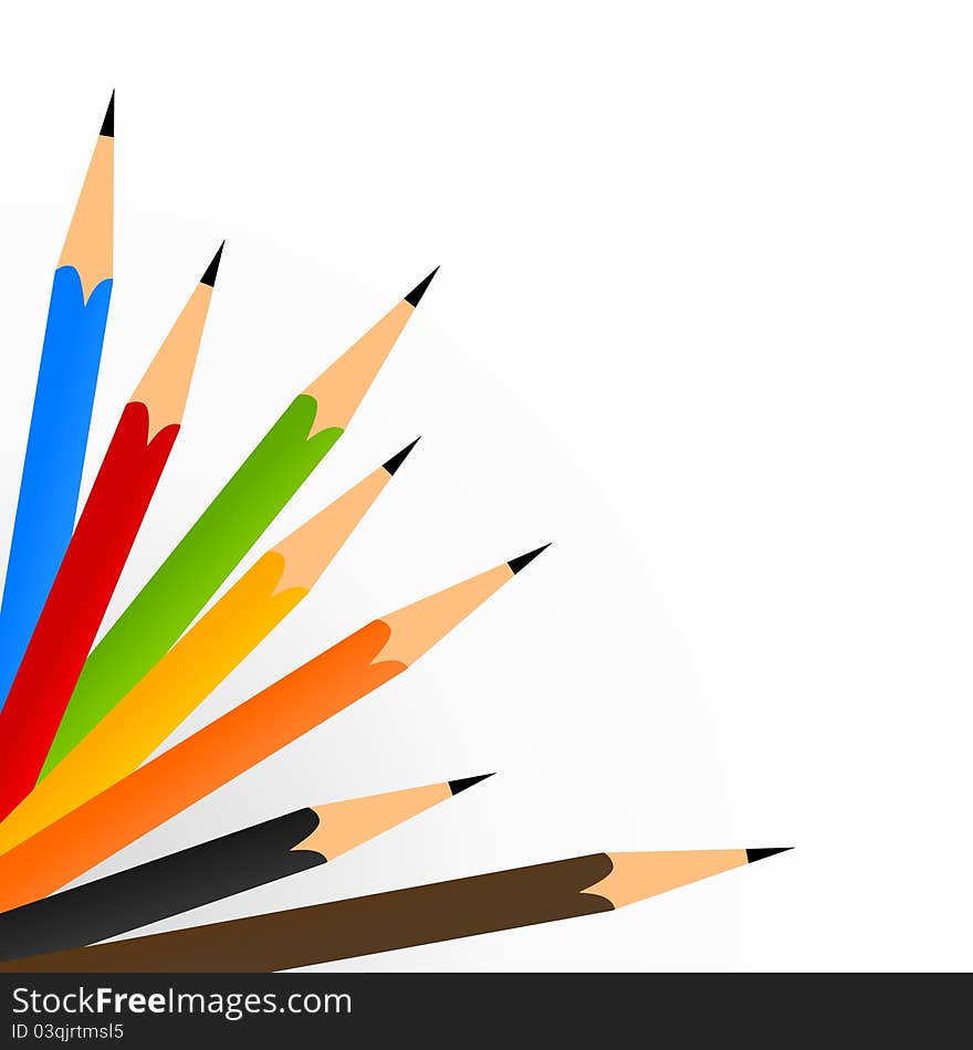 Framework of pencils of different colours. A vector illustration. Framework of pencils of different colours. A vector illustration