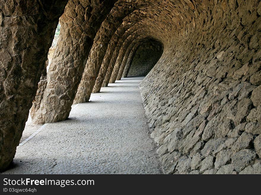 Park Guell is a garden complex with architectural elements situated on the hill of El Carmel in the Gràcia district of Barcelona, Catalonia, Spain. It was designed by the Catalan architect Antoni Gaudí and built in the years 1900 to 1914. It is part of the UNESCO World Heritage Site Works of Antoni Gaudí . Park Guell is a garden complex with architectural elements situated on the hill of El Carmel in the Gràcia district of Barcelona, Catalonia, Spain. It was designed by the Catalan architect Antoni Gaudí and built in the years 1900 to 1914. It is part of the UNESCO World Heritage Site Works of Antoni Gaudí .