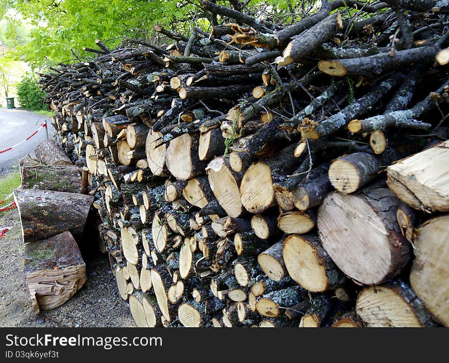 Detail of pile of wood