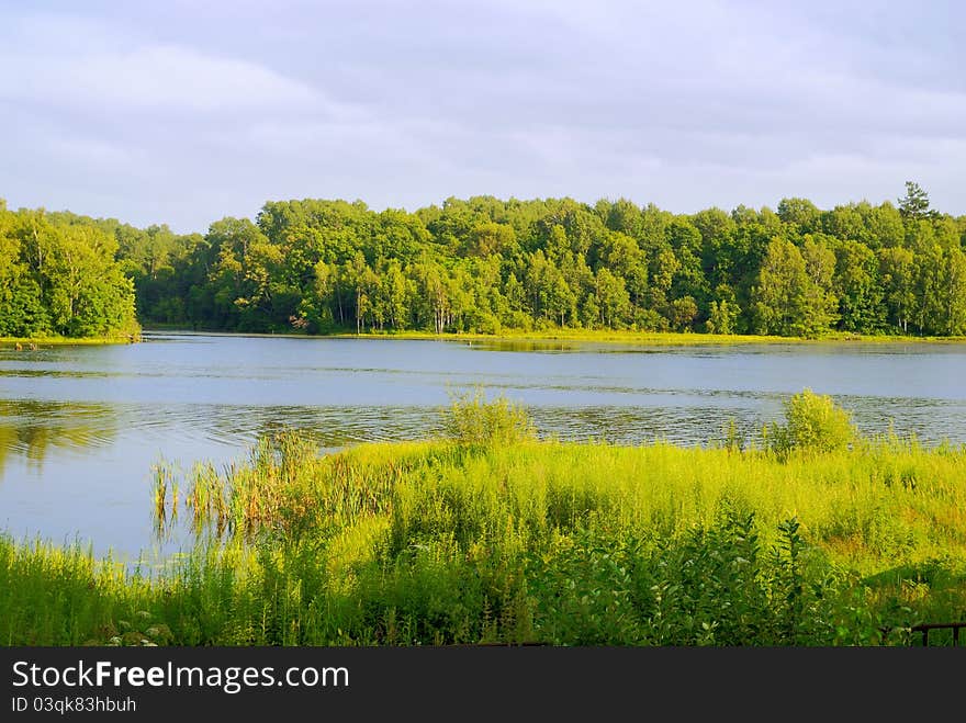 Pure lake in a taiga of the Far East