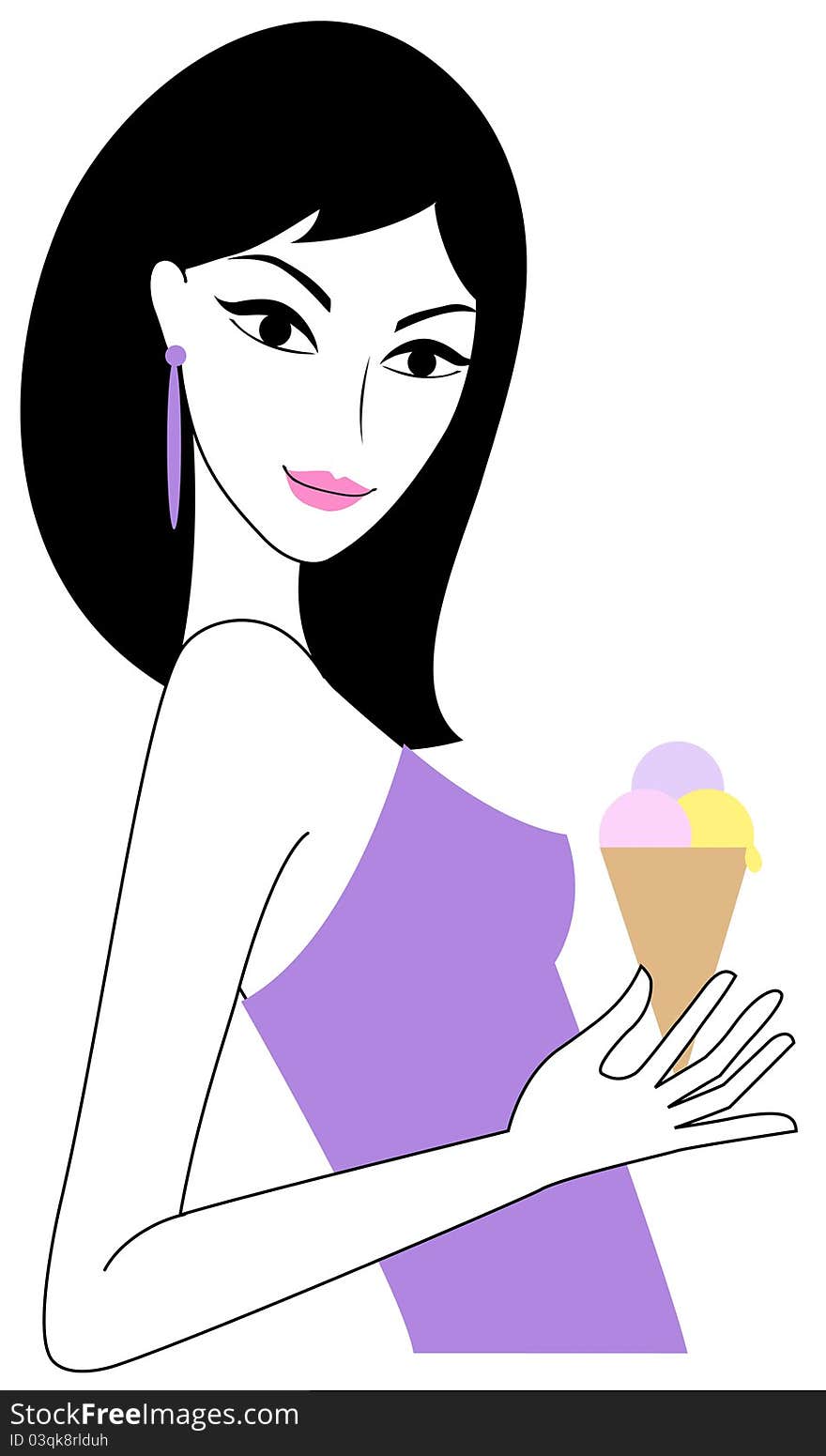 Young attractive holding an ice cream in her hand